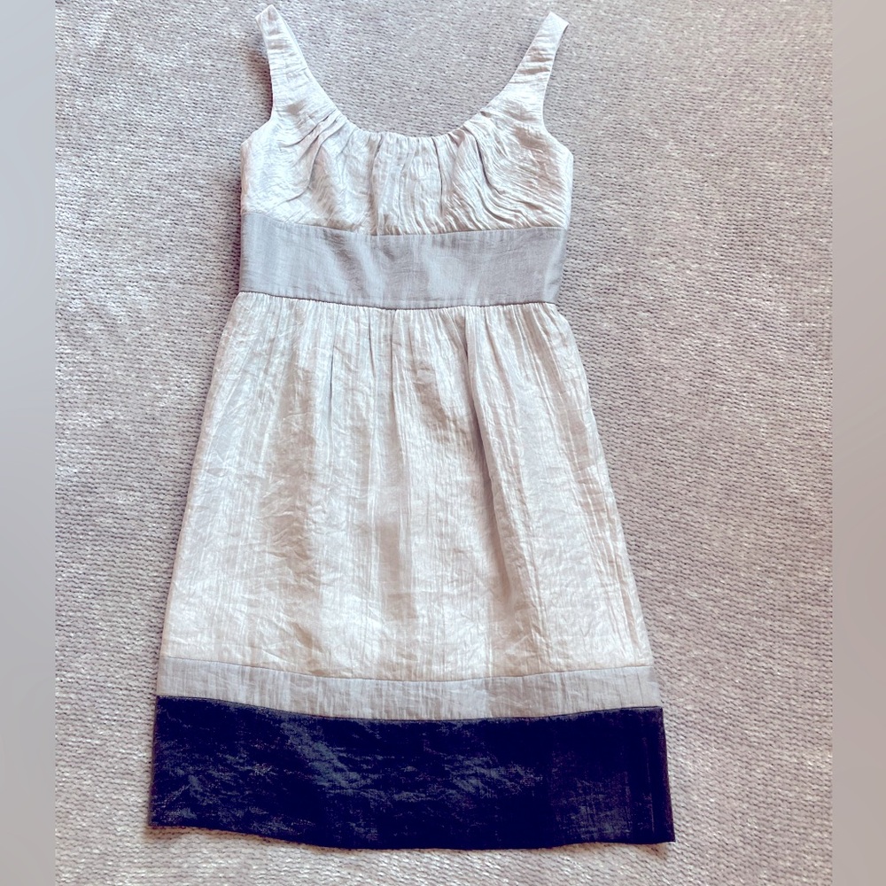 Adrianna Papell Silver Black Colorblock Cocktail Dress Size 8 Holiday Party